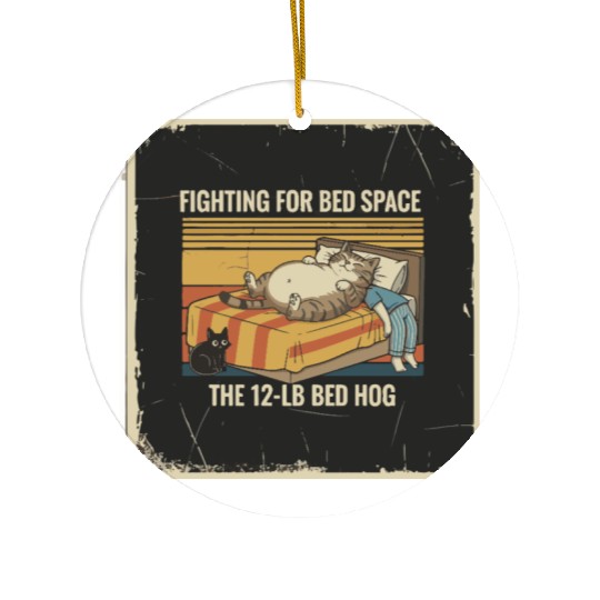 Fighting for Bed Space Cat Design Ceramic Ornaments
