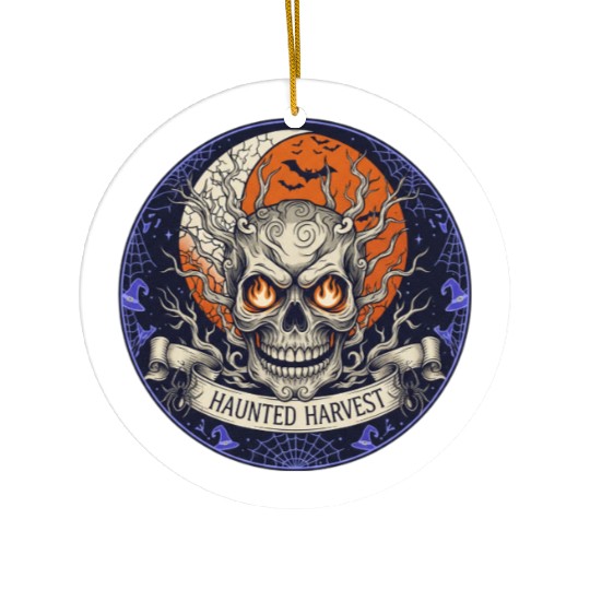 Haunted Harvest Halloween Design Ceramic Ornaments