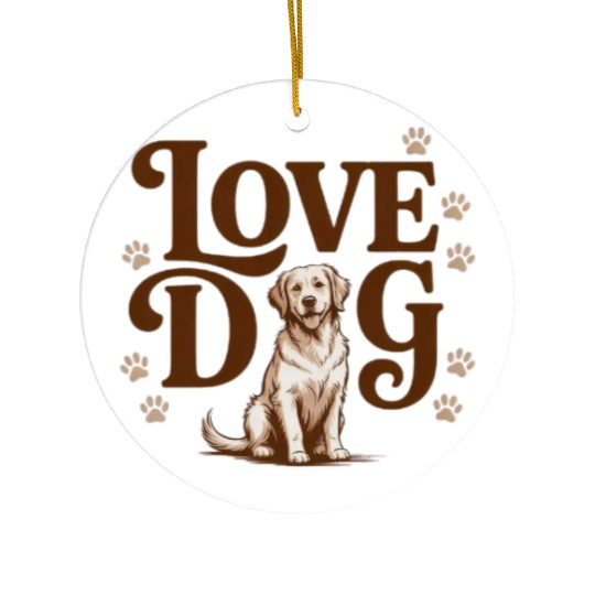 Adorable Labrador Love Illustration Ceramic Ornaments