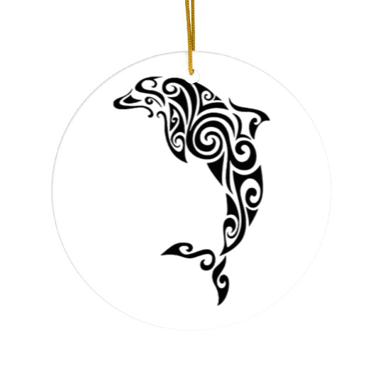 Dolphin Tattoo Black Funny Ceramic Ornaments