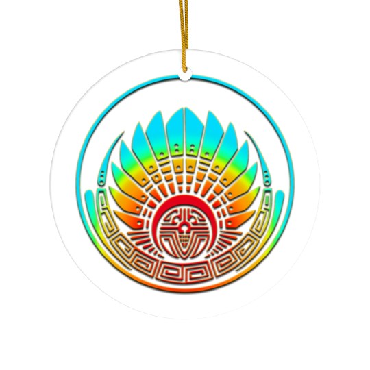 Mayan mask, crop circle, Quetzalcoatl, aztec Ceramic Ornaments