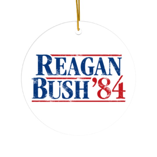 Distressed Reagan - Bush ’84 Ceramic Ornaments