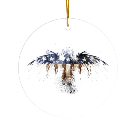 Bald Eagle US Flag Ceramic Ornaments
