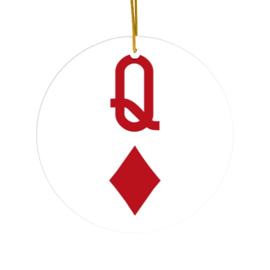 Queen of Diamonds Red Playing Card Ceramic Ornaments