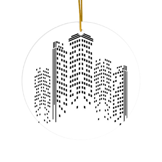 City Skyline by Night Ceramic Ornaments