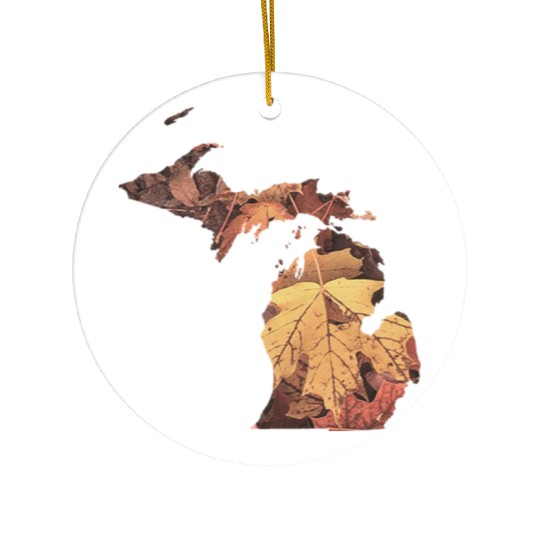 Michigan Autumn Fall Leaves Ceramic Ornaments