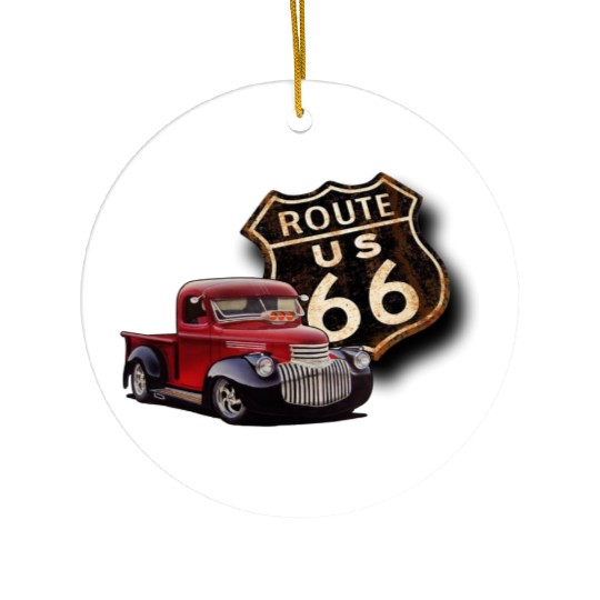 Route 66 Street Rod Ceramic Ornaments