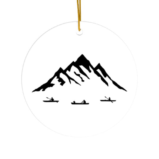 Canoe & Mountains Ceramic Ornaments