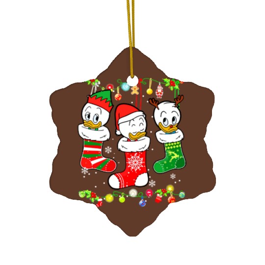 Disney DuckTales Huey, Louie, Dewey Christmas Socks Lights Ceramic Ornaments