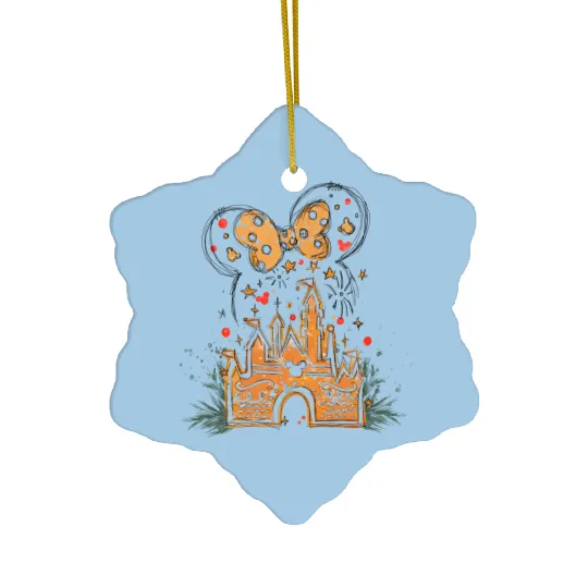 Disney Castle Gingerbread Minnie Mouse Christmas Ceramic Ornaments, Mickeys Very Merry Christmas Ceramic Ornaments