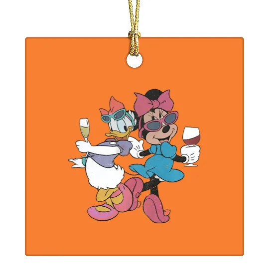 Epcot Minnie and Daisy, Disney Epcot Ceramic Ornaments, Drink Around the World Ceramic Ornaments