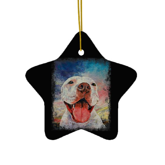 Discover Pitbull Pet White Pitbull Colorful Dog Lover Painting Vintage Ceramic Ornaments