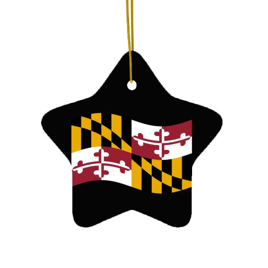 Waving Maryland Flag Ceramic Ornaments