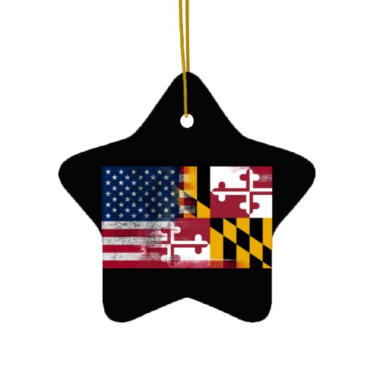 Maryland American Flag Fusion Ceramic Ornaments