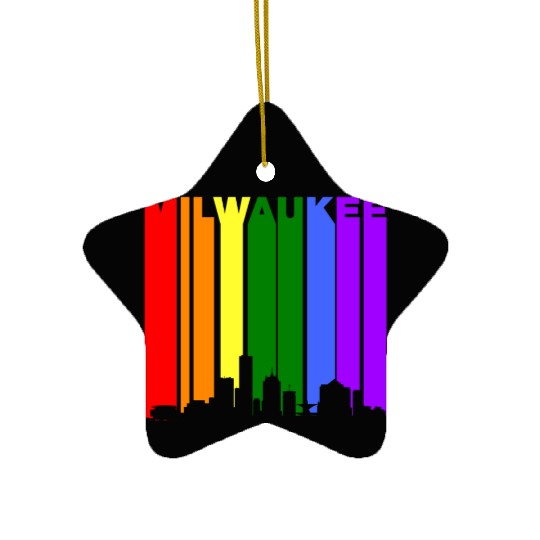 Milwaukee Wisconsin Rainbow LGBT Gay Pride Ceramic Ornaments