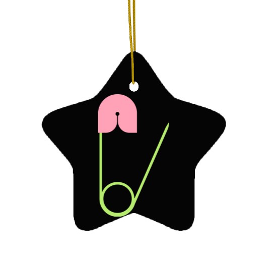 Safety pin open Ceramic Ornaments