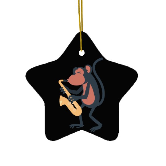 saxophone monkey Ceramic Ornaments
