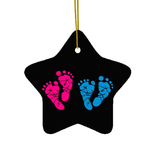 Twin Baby Feet - Pregnancy - Maternity - Mom to be Ceramic Ornaments