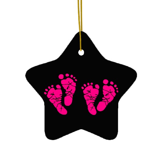 Twin Baby Feet - Pregnancy - Maternity - Mom to be Ceramic Ornaments