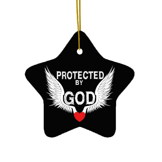 GOD Protected by Jesus Christ Wings Heart Angel Ceramic Ornaments