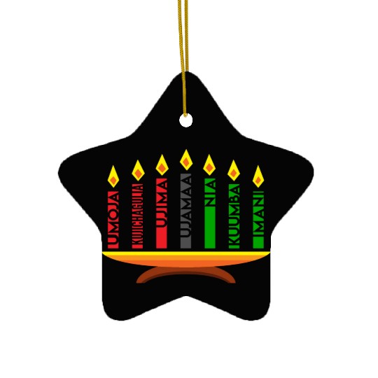 Kwanzaa Holiday Candles Ceramic Ornaments