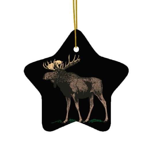 Moose Elk Reindeer Deer Hunter Scandinavia Gift Ceramic Ornaments