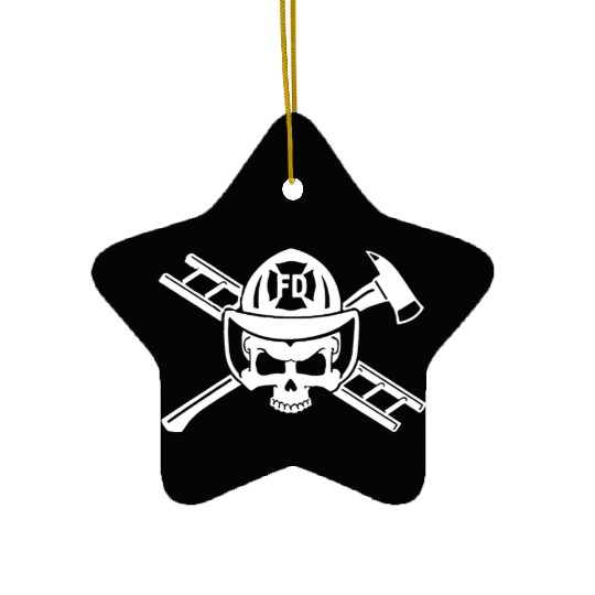 Firefighter Crossbones Ceramic Ornaments