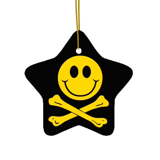 Smiley Pirate Skull and Crossbones Ceramic Ornaments