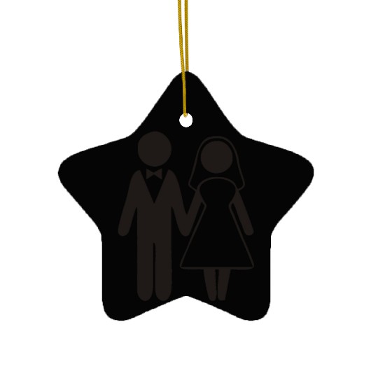 Bride And Groom Silhouette Ceramic Ornaments