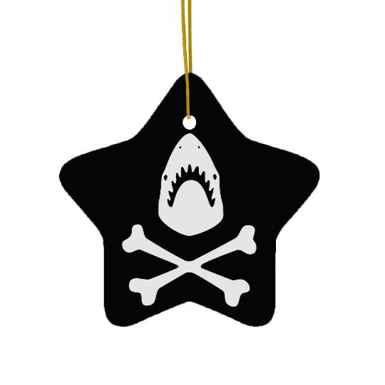 Shark crossbones Ceramic Ornaments