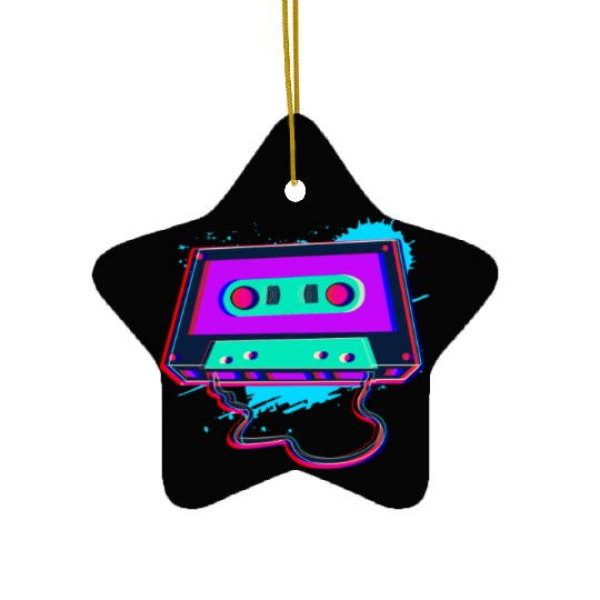 80s Music Cassette Tape : 3D, Neon, 80s songs Ceramic Ornaments