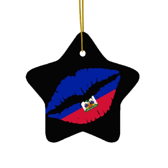 Haiti Kiss Flag Club Soccer Gift Idea Birthday Ceramic Ornaments
