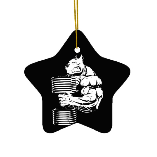 Bulldog Gym Mens Funny MMA Training Weightlifting Ceramic Ornaments