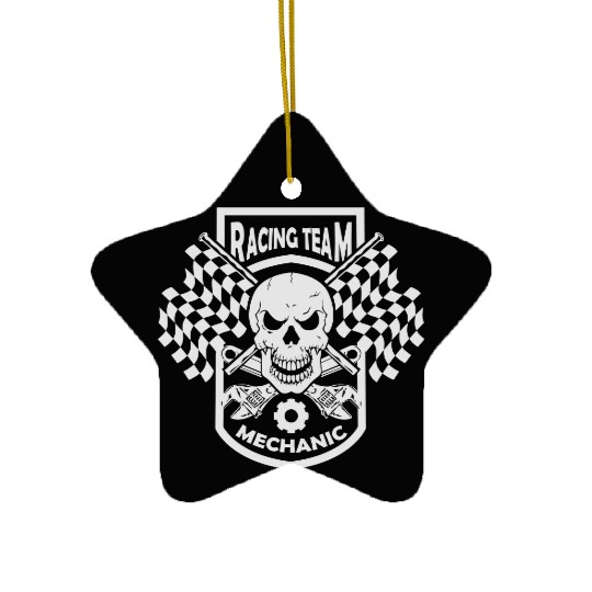 racing team mechanic Ceramic Ornaments