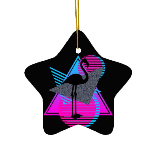 vaporwave aesthetics FLAMINGO 80s retro triangle Ceramic Ornaments
