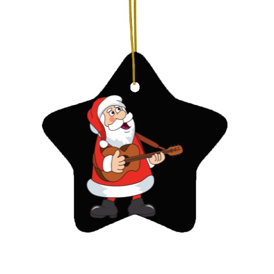 Funny Santa Claus Xmas Merry Christmas Guitar Gift Ceramic Ornaments
