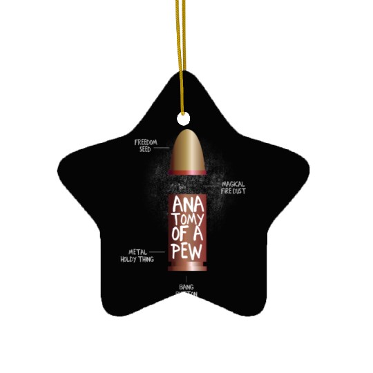 The anatomy of a pew funny bullet assembly Ceramic Ornaments