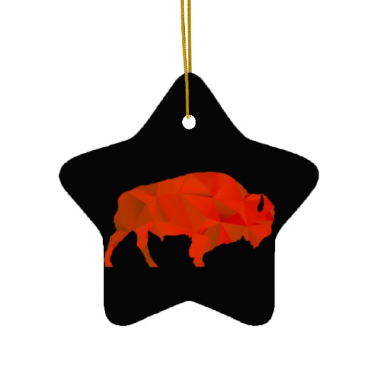 Raging Buffaloes Geometric Red I Love Buffalo Ceramic Ornaments
