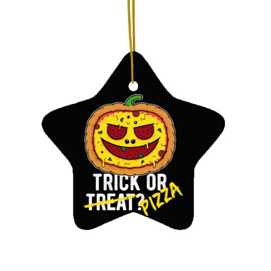 Trick or Treat Pizza Face - Halloween Pizza Party Ceramic Ornaments