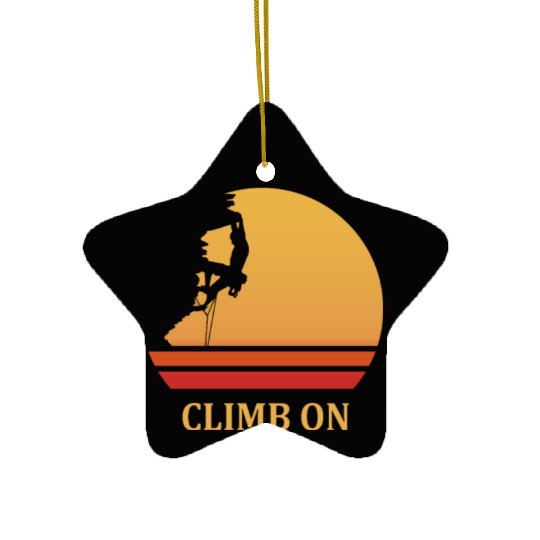 climb on rock climbing Ceramic Ornaments