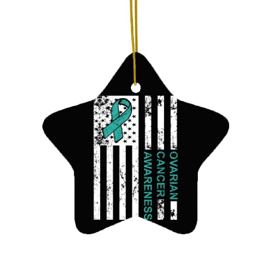 USA Flag Ovarian Cancer Awareness Ceramic Ornaments