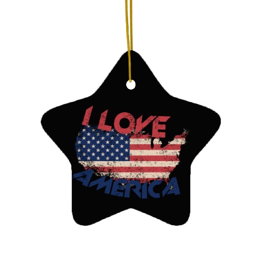 I LOVE AMERICA Ceramic Ornaments