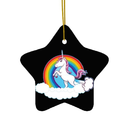 Rainbow Unicorn Love Ceramic Ornaments