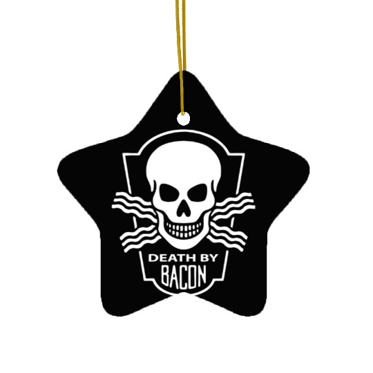 Death By Bacon Funny Skull Ceramic Ornaments