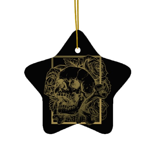 skull and roses Ceramic Ornaments