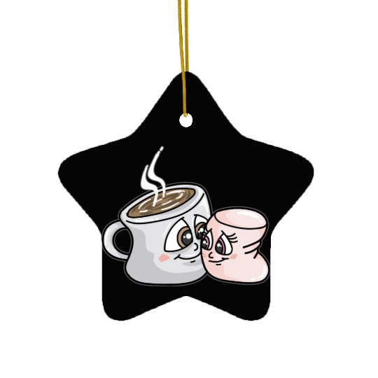 HOT CHOCOLATE AND MARSHMALLOW Love funny comic Ceramic Ornaments