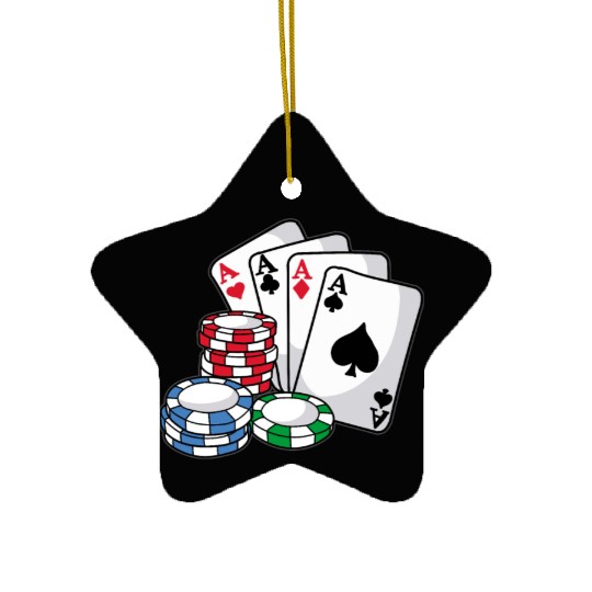 POKER CARDS AND CHIPS Texas Holdem Casino Vegas Ceramic Ornaments