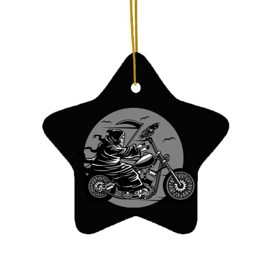 Death Motorcycle Death Grim Reaper Crow Gift Idea Ceramic Ornaments