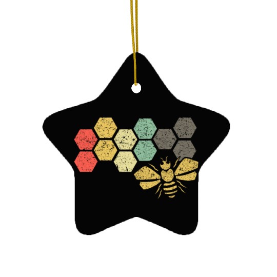 Retro Bee Honeycomb Vintage Beekeeper Gift Ceramic Ornaments