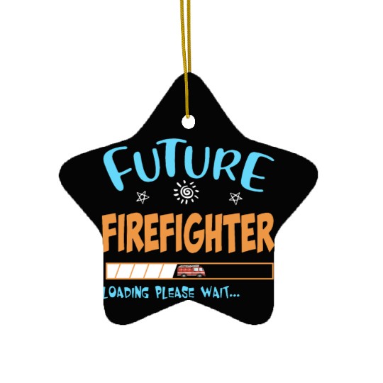 Future youth firefighter loading please wait firef Ceramic Ornaments